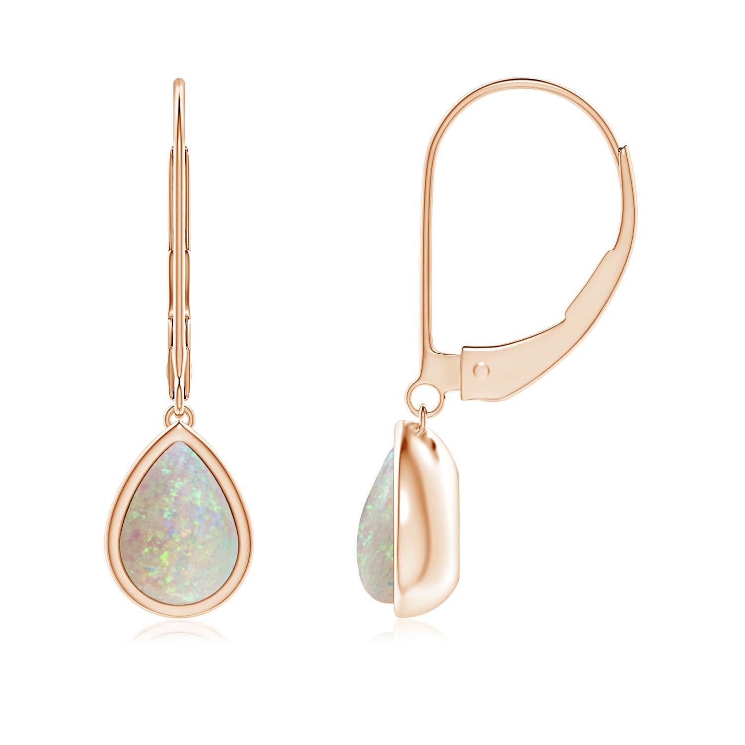 Angara Natural Pear-Shaped Opal Solitaire Drop Earrings in 14K Solid Gold For Sale 1