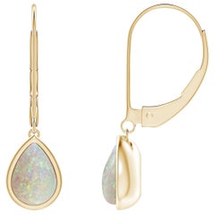 Angara Natural Pear-Shaped Opal Solitaire Drop Earrings in 14K Solid Gold