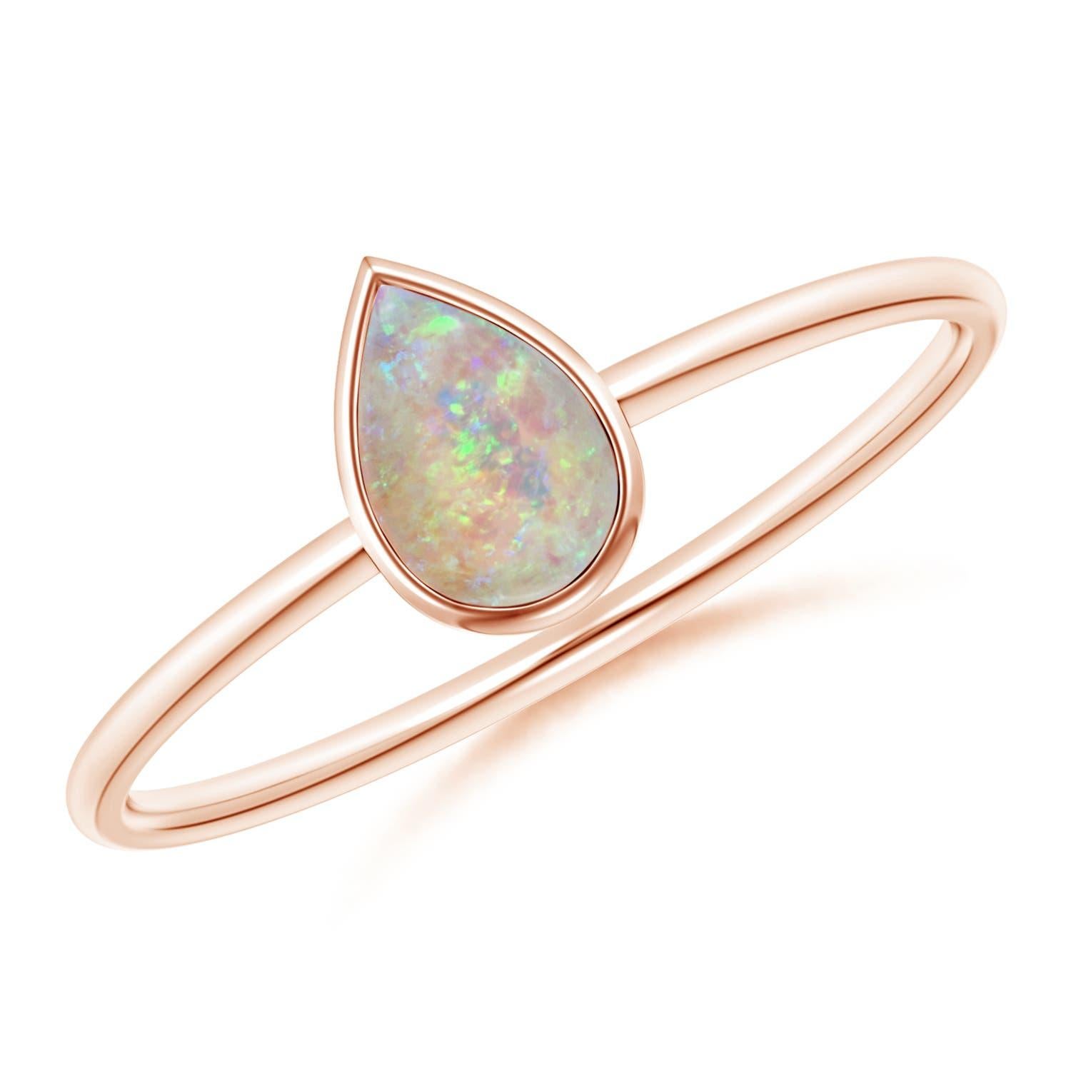 Angara natürlichen birnenförmigen Opal Solitär-Ring in 14K massivem Gold für Frauen im Angebot 1