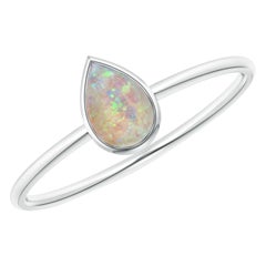 Angara Natural Pear-Shaped Opal Solitaire Ring in 14K Solid Gold for Women