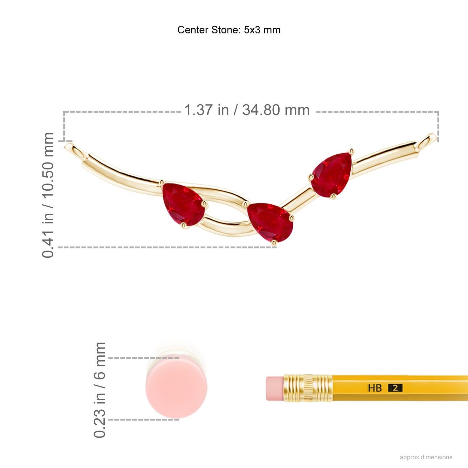 Pear Cut Angara Natural Pear-Shaped Ruby Tree Branch Pendant in 14K Solid Gold For Sale