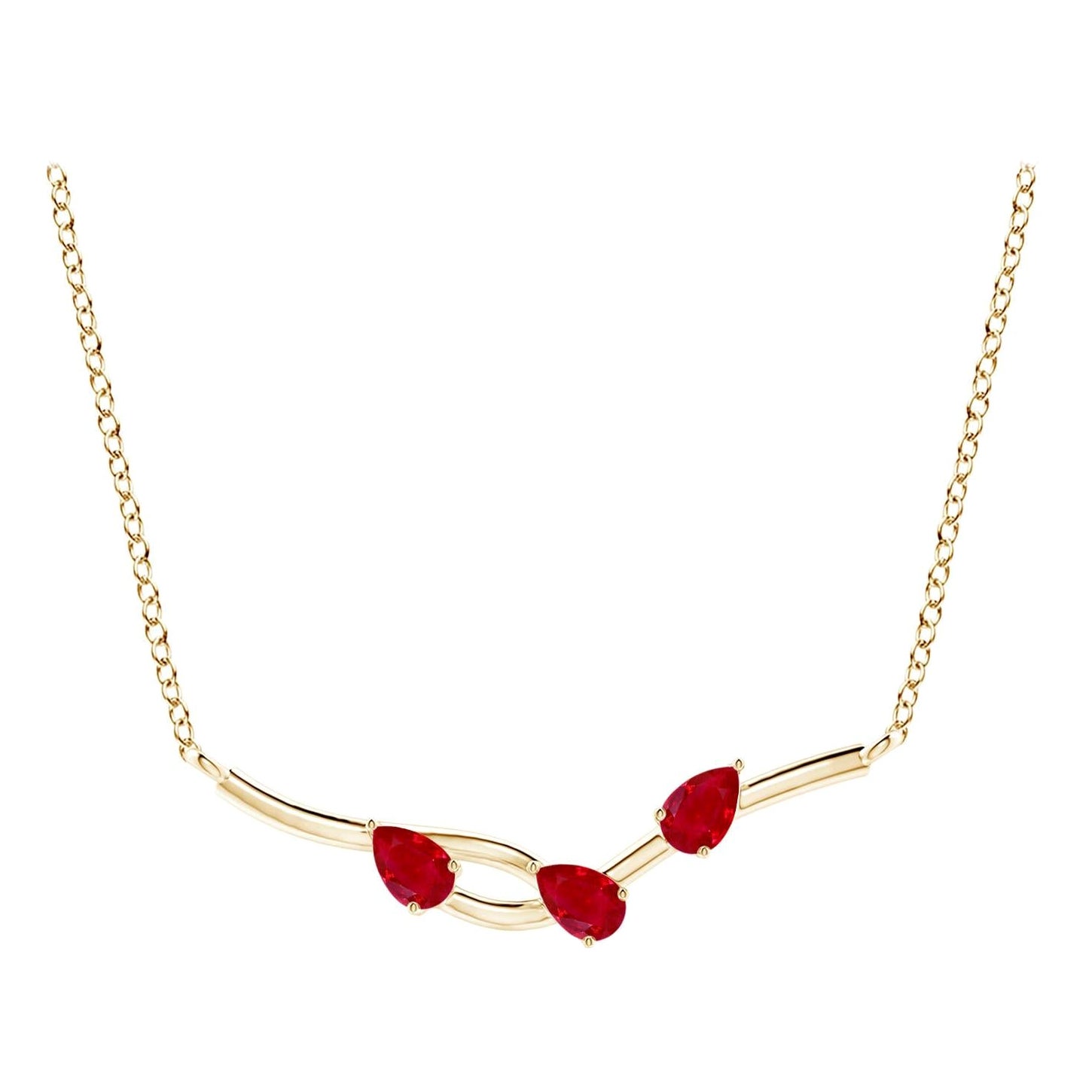 Angara Natural Pear-Shaped Ruby Tree Branch Pendant in 14K Solid Gold