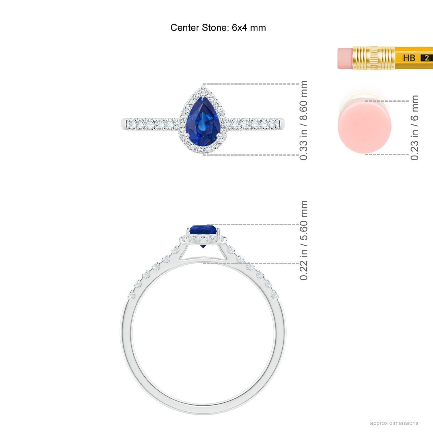 Angara natürlichen birnenförmigen Saphir Halo Verlobungsring in 14K massivem Gold im Angebot 1
