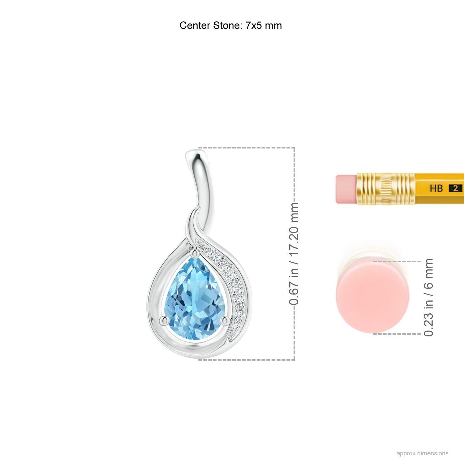 Pear Cut Angara Natural Pear-Shaped Swiss Blue Topaz and Diamond Pendant in 14K Solid Gol For Sale