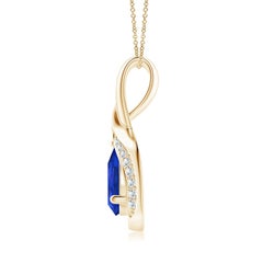 Colgante en forma de lazo de tanzanita natural en forma de pera y diamante Angara en oro macizo de 14 quilates