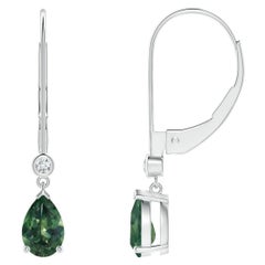 Orecchini a goccia con chiusura a leva in oro 14K con zaffiro Montana, pera naturale di Angara.