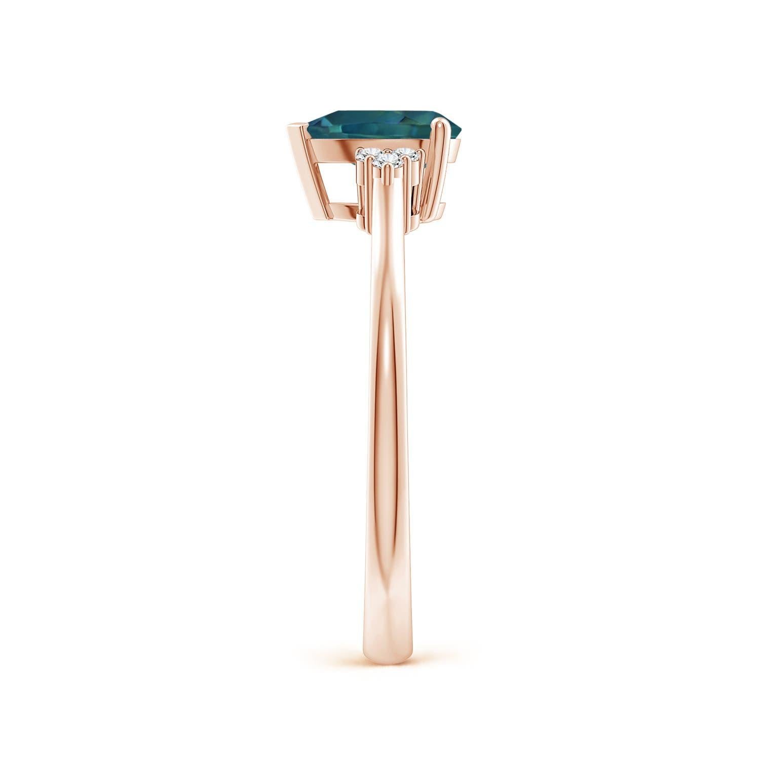 Angara natürlichen Birne Teal Montana Saphir Solitär-Ring in 14K massivem Gold (Tropfenschliff) im Angebot