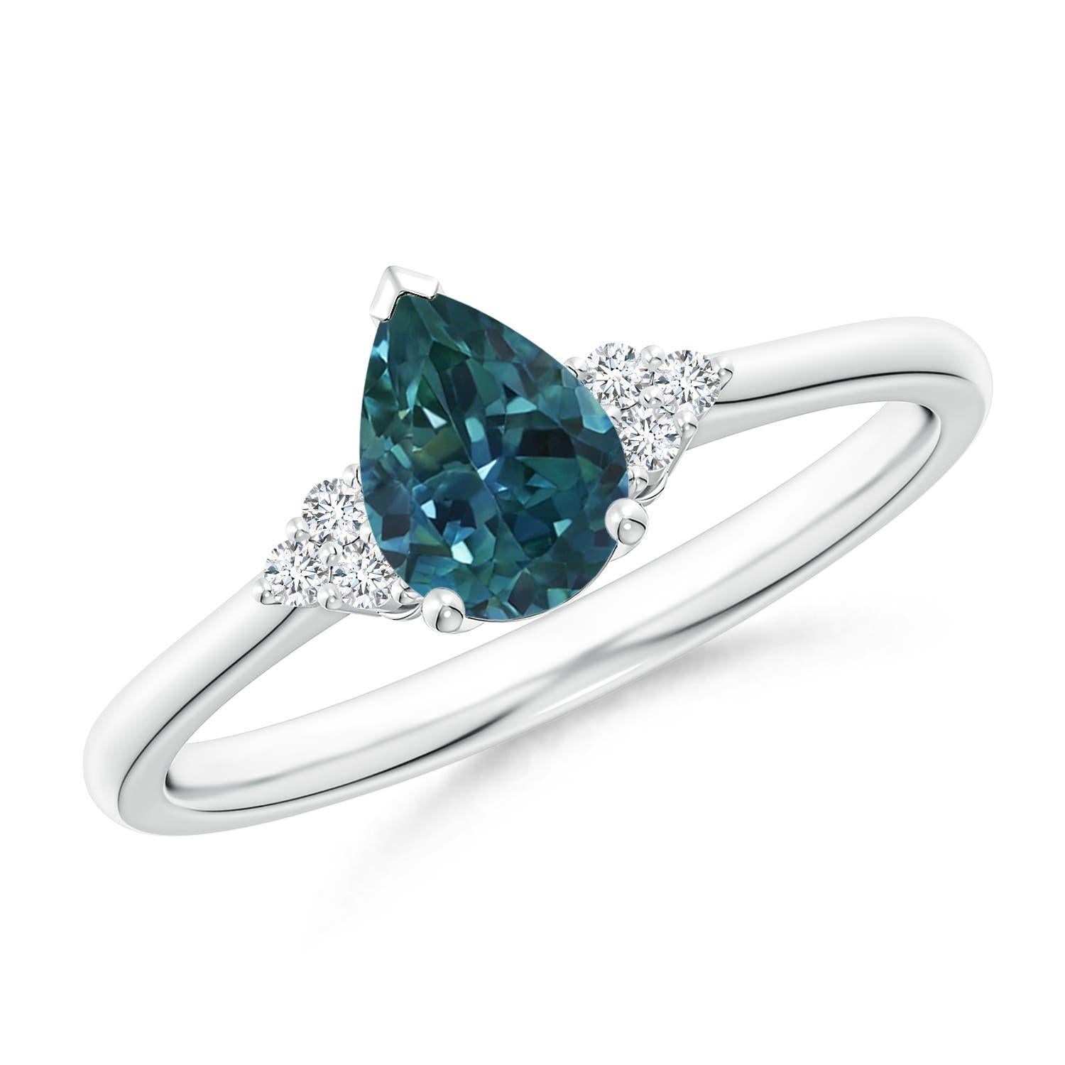 Angara natürlichen Birne Teal Montana Saphir Solitär-Ring in 14K massivem Gold Damen im Angebot