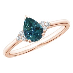 Angara natürlichen Birne Teal Montana Saphir Solitär-Ring in 14K massivem Gold