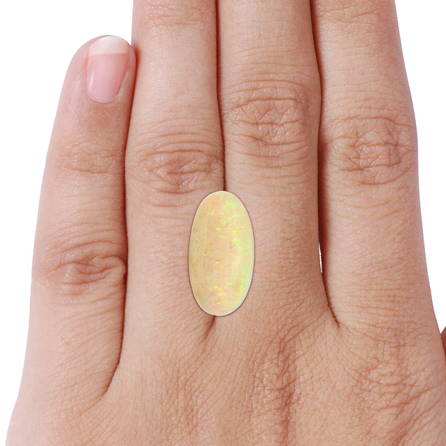 Anello di opale ovale solitario certificato GIA di Angara Nature con incastonatura a pioli e 8,82ct in oro 14K in vendita 4
