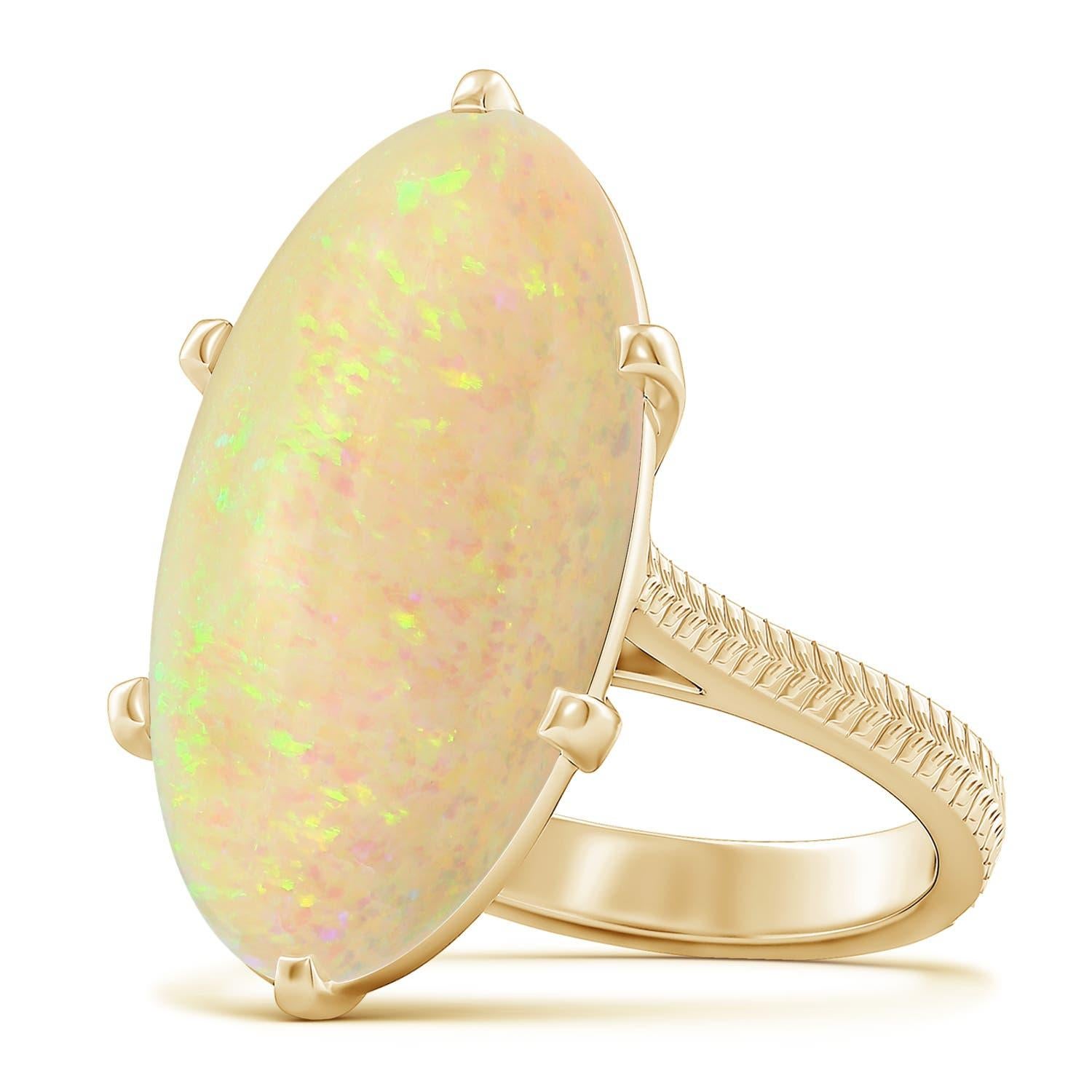 Anello di opale ovale solitario certificato GIA di Angara Nature con incastonatura a pioli e 8,82ct in oro 14K in vendita 5