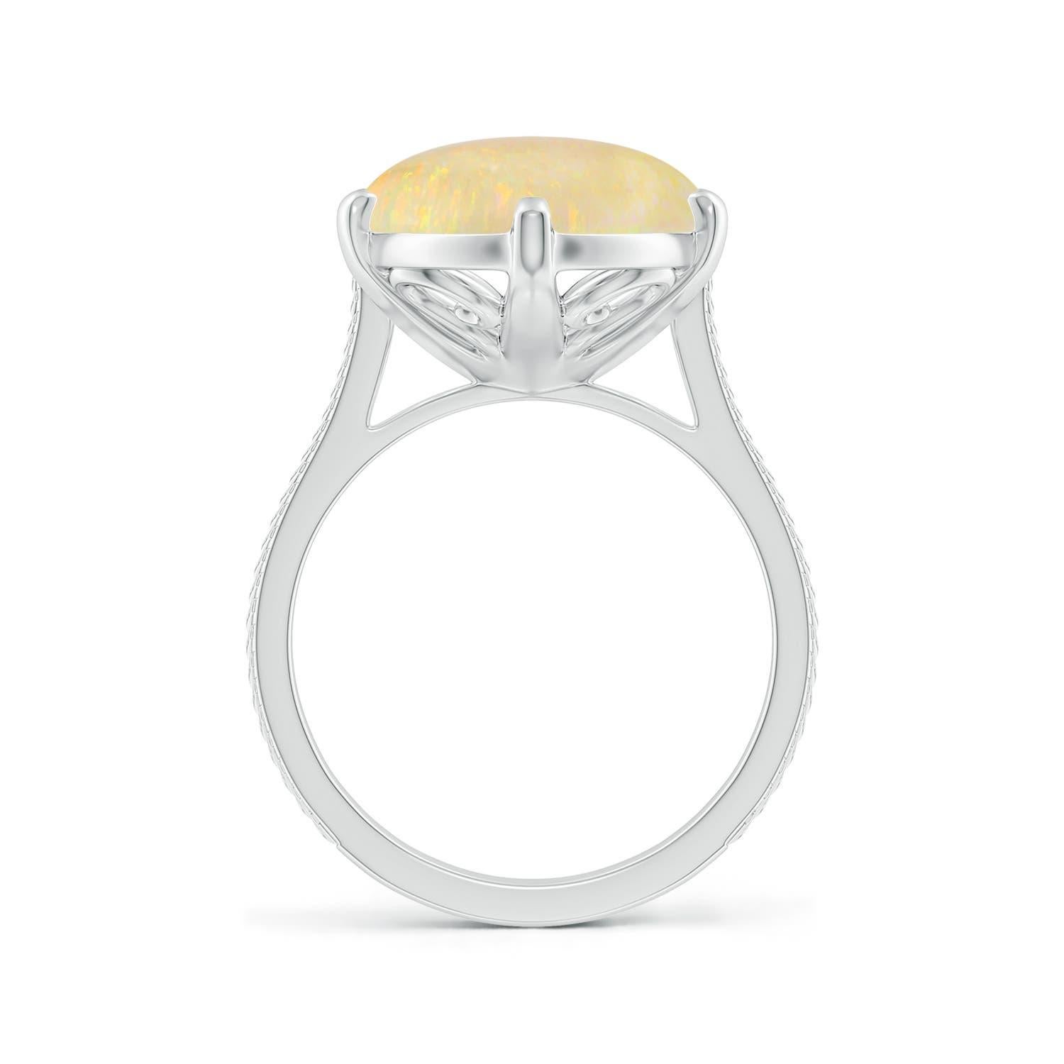 Taglio ovale Anello di opale ovale solitario certificato GIA di Angara Nature con incastonatura a pioli e 8,82ct in oro 14K in vendita