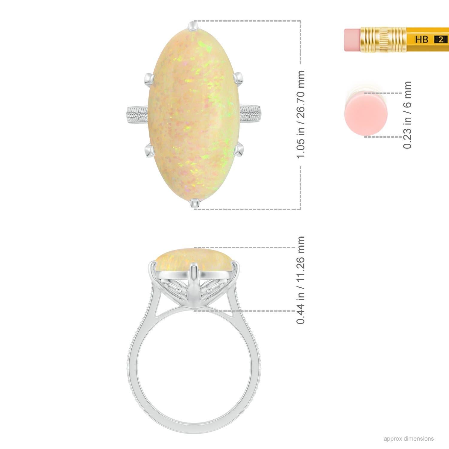 Anello di opale ovale solitario certificato GIA di Angara Nature con incastonatura a pioli e 8,82ct in oro 14K in vendita 2