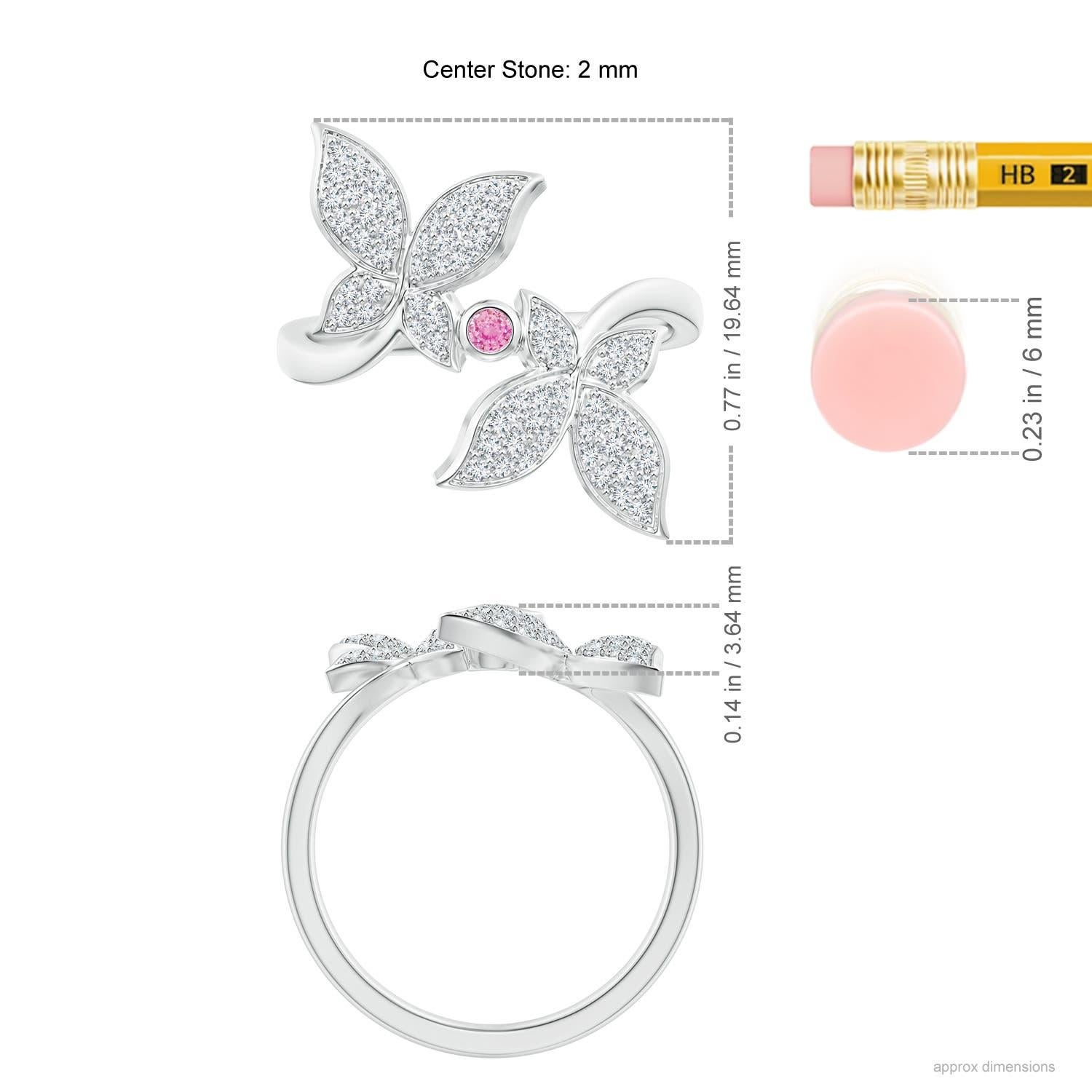 Angara Natural Pink Sapphire and Diamond Double Butterfly Ring in 14K Solid Gold For Sale 1
