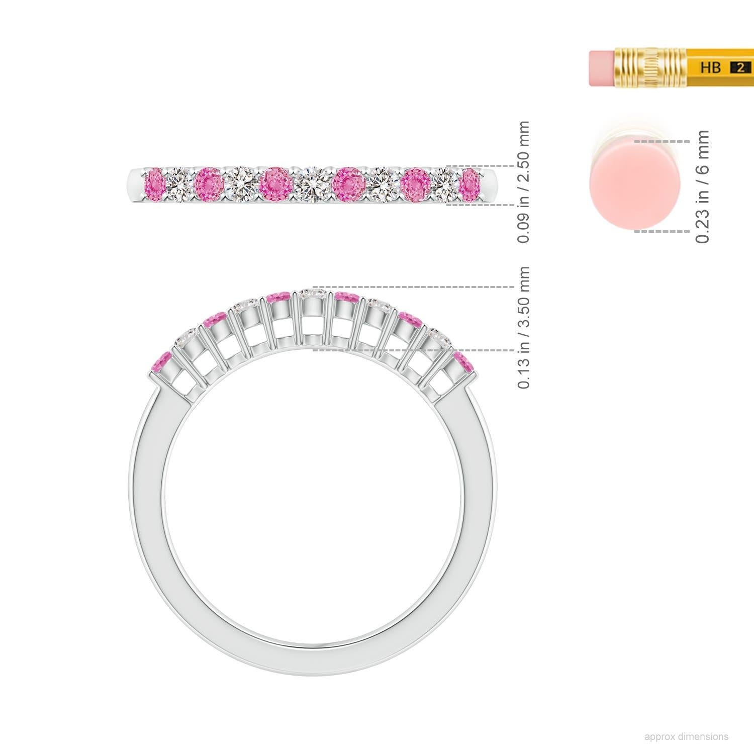 Angara natürlichen rosa Saphir und Diamant Ewigkeit Ehering in 14K massivem Gold im Angebot 1