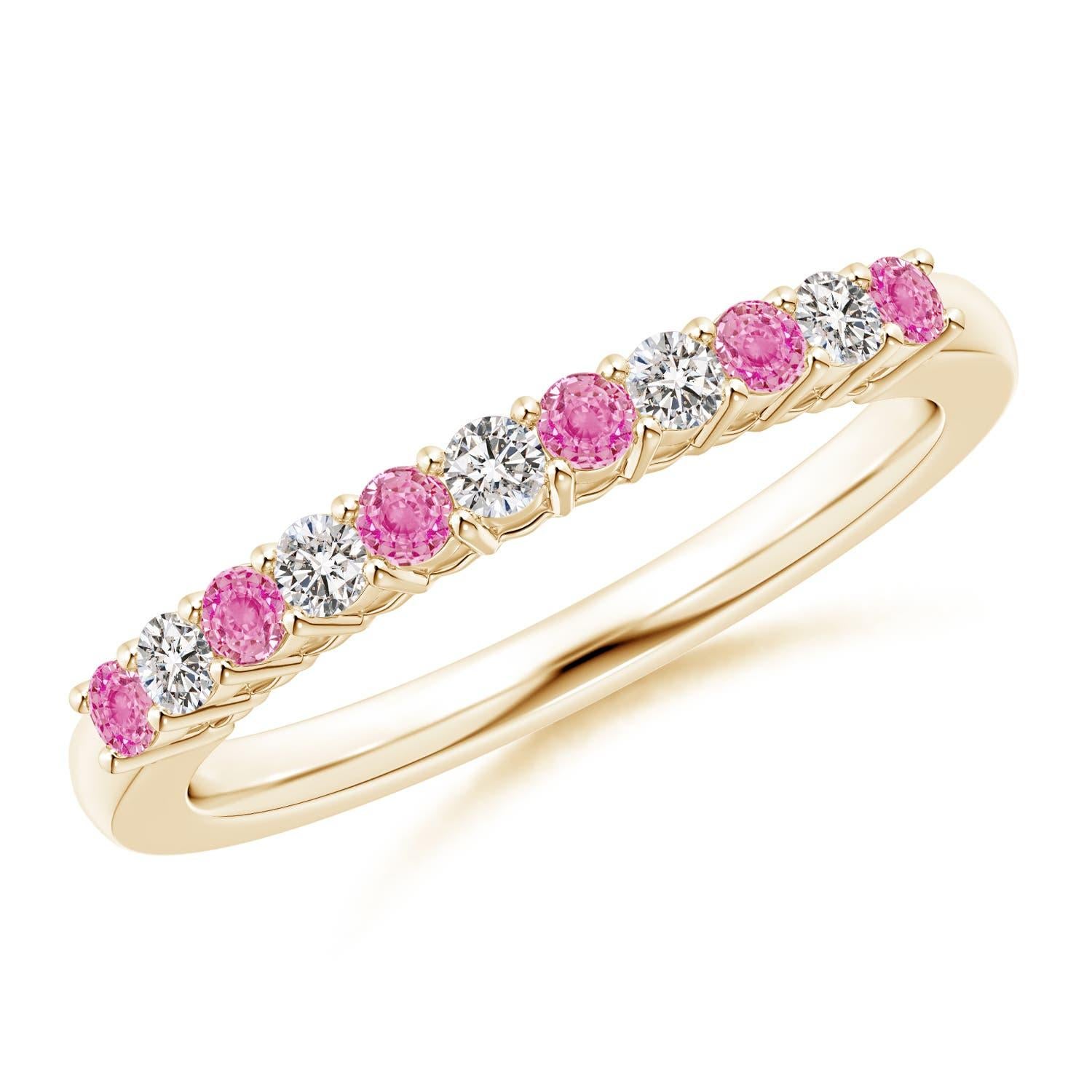 Angara natürlichen rosa Saphir und Diamant Ewigkeit Ehering in 14K massivem Gold im Angebot 2