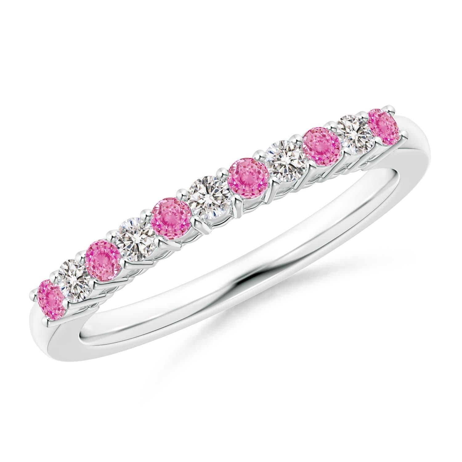 Angara natürlichen rosa Saphir und Diamant Ewigkeit Ehering in 14K massivem Gold