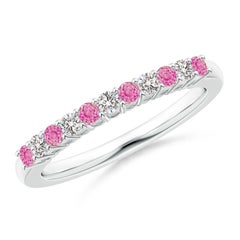Angara natürlichen rosa Saphir und Diamant Ewigkeit Ehering in 14K massivem Gold
