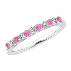 Angara natürlichen rosa Saphir und Diamant Ewigkeit Ehering in 14K massivem Gold