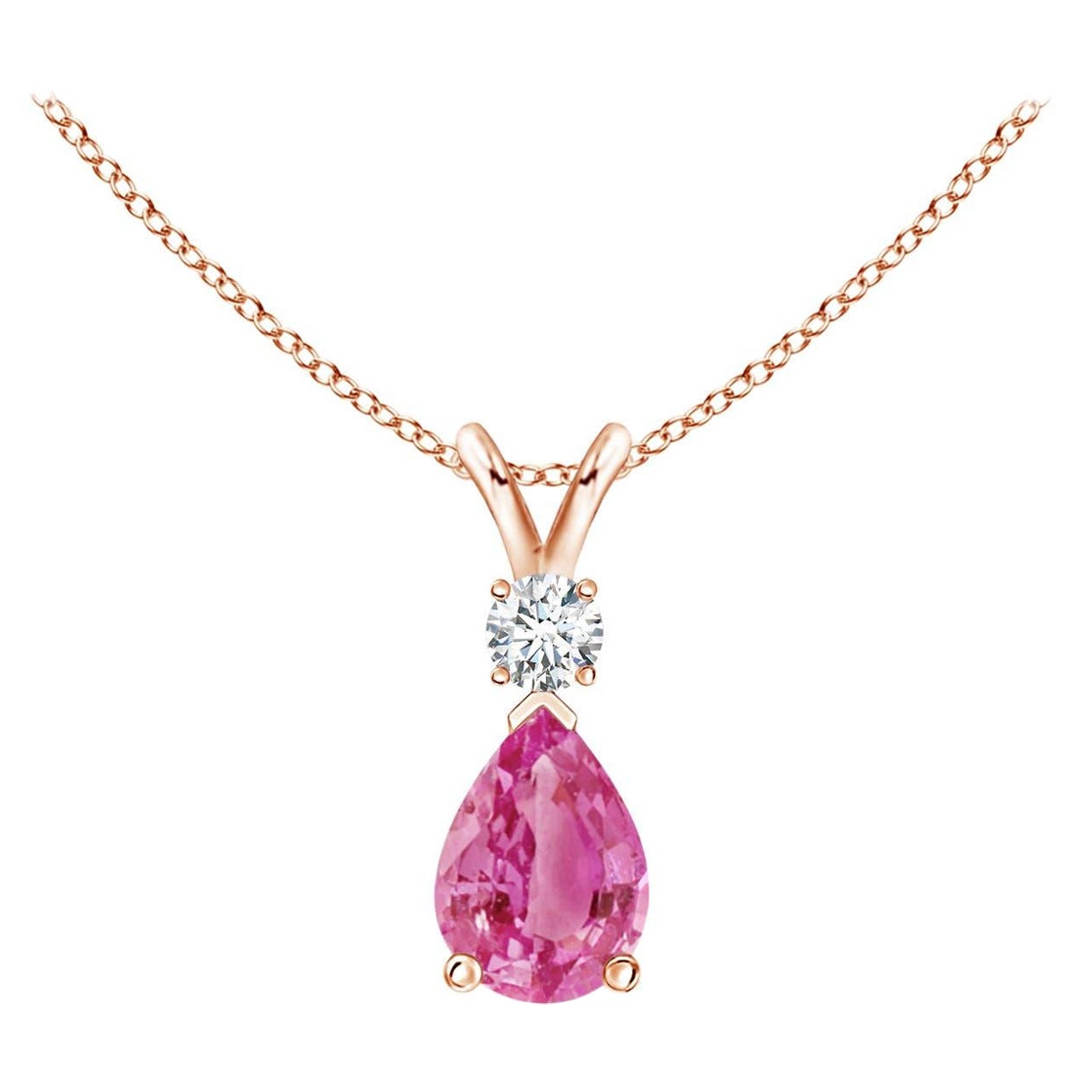 Pendentif Angara en or massif 14k avec saphir rose naturel et diamant
