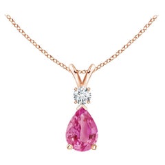 Pendentif Angara en or massif 14k avec saphir rose naturel et diamant
