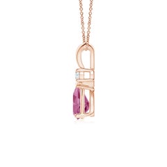 Angara Natural Pink Tourmaline Teardrop Pendant with Diamond in 14K Solid Gold
