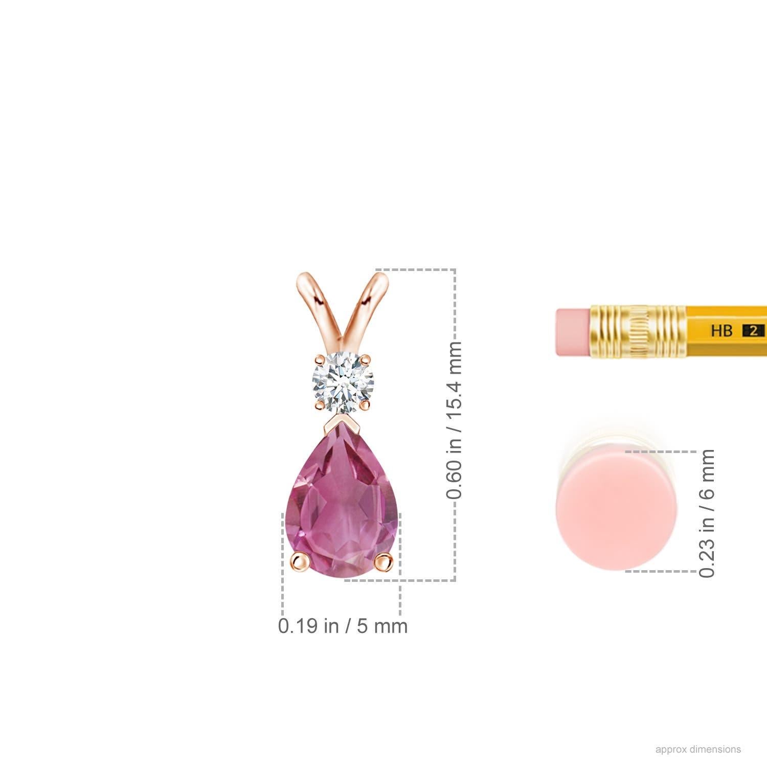 Taille poire Pendentif en forme de goutte en or massif 14K avec tourmaline rose naturelle Angara et diamant en vente