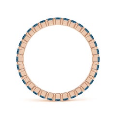 Angara Natural Princess 1.32ct Blue Diamond Eternity Wedding Ring 14K Solid Gold