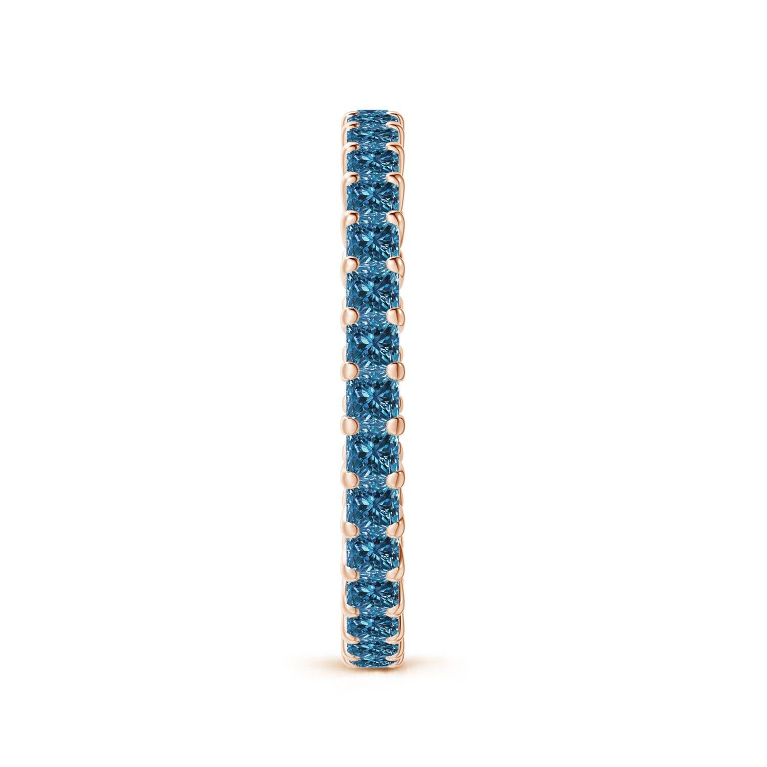 Angara Natürliche Prinzessin 1,32ct Blau Diamant Ewigkeit Ehering 14K Solid Gold (Carréschliff) im Angebot