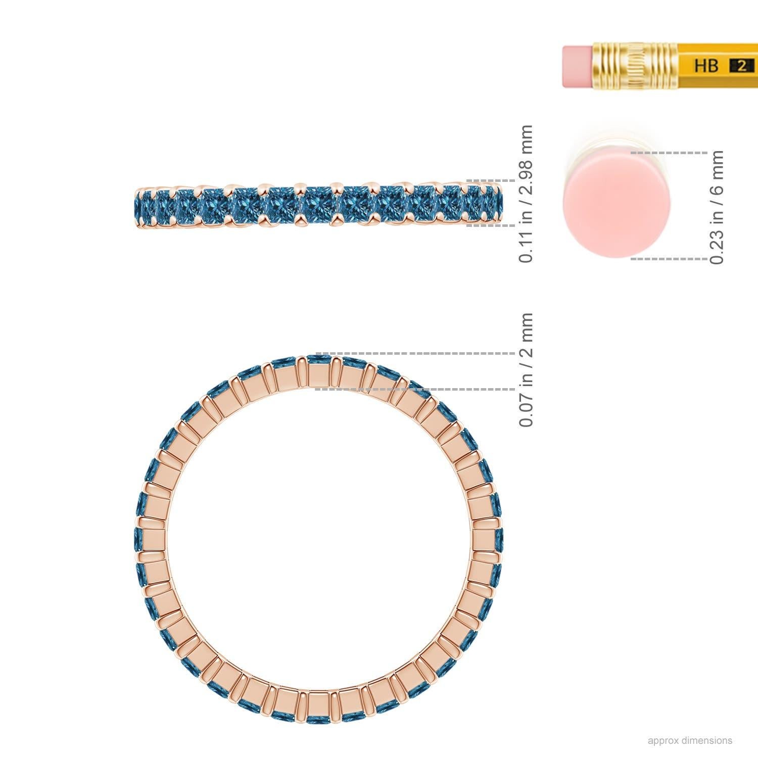 Angara Natürliche Prinzessin 1,32ct Blau Diamant Ewigkeit Ehering 14K Solid Gold Damen im Angebot