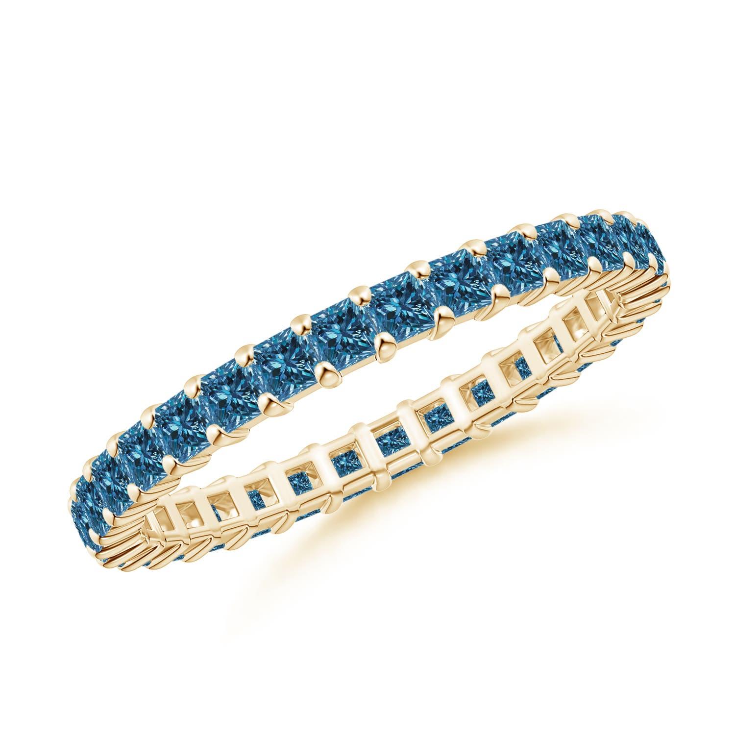 Angara Natürliche Prinzessin 1,32ct Blau Diamant Ewigkeit Ehering 14K Solid Gold im Angebot 2