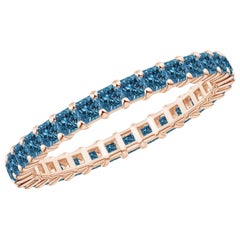 Angara Natürliche Prinzessin 1,32ct Blau Diamant Ewigkeit Ehering 14K Solid Gold