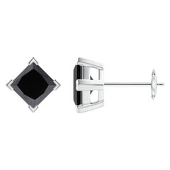 Angara Natural Princess-Cut 1.6 ct Black Diamond Stud Earrings in 14K Solid Gold