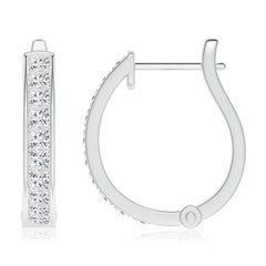Pendientes de aro abrazador con diamantes naturales talla princesa de 2 ct en oro macizo de 14 quilates de Angara