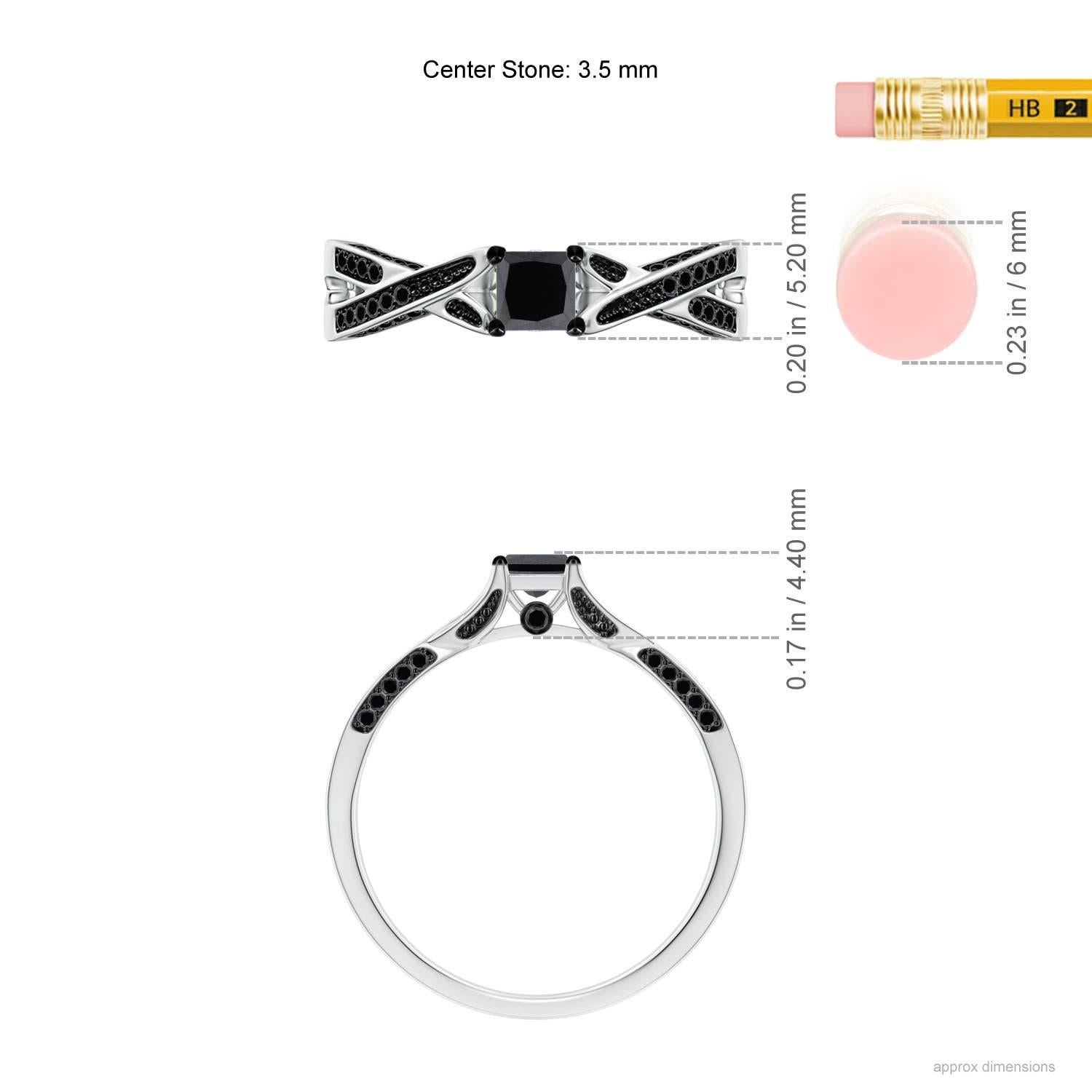 Anillo de compromiso de diamante negro talla princesa natural Angara en oro macizo de 14 quilates Corte princesa en venta