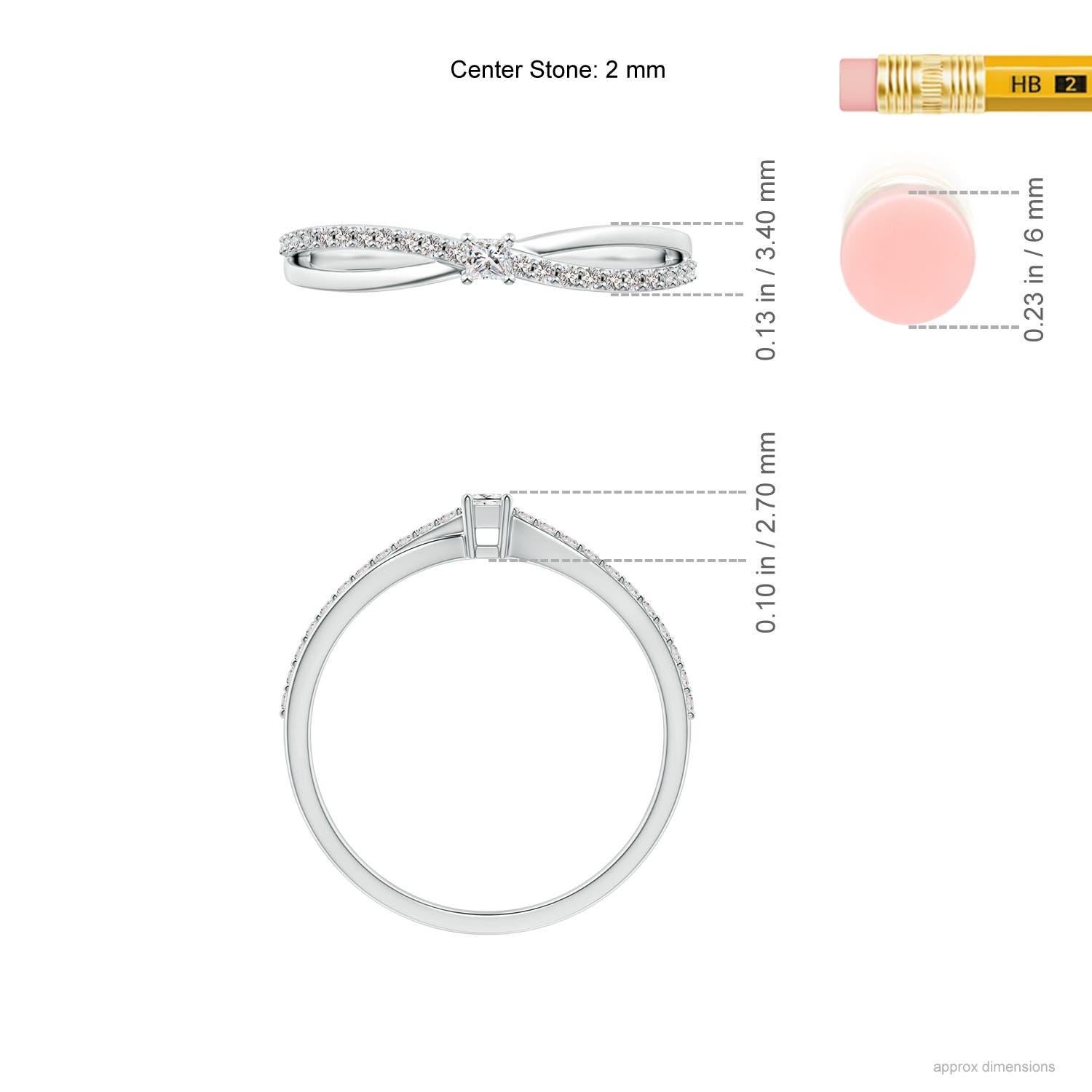 Angara natürlichen Princess-Cut Diamant Split Shank Promise Ring in 14K massivem Gold Damen im Angebot