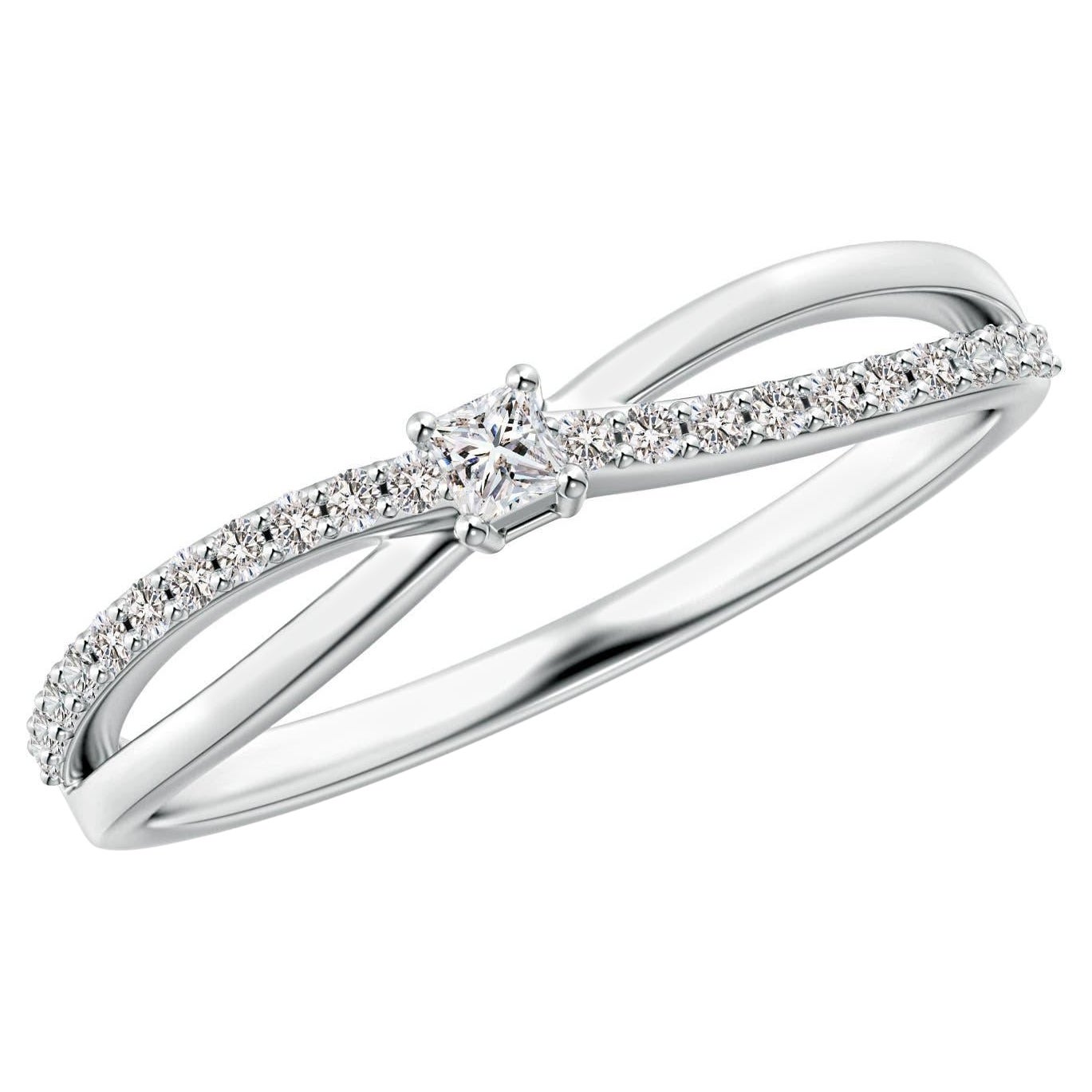Angara natürlichen Princess-Cut Diamant Split Shank Promise Ring in 14K massivem Gold