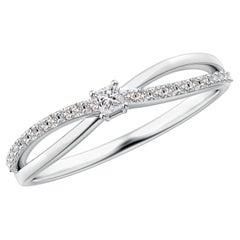 Angara natürlichen Princess-Cut Diamant Split Shank Promise Ring in 14K massivem Gold
