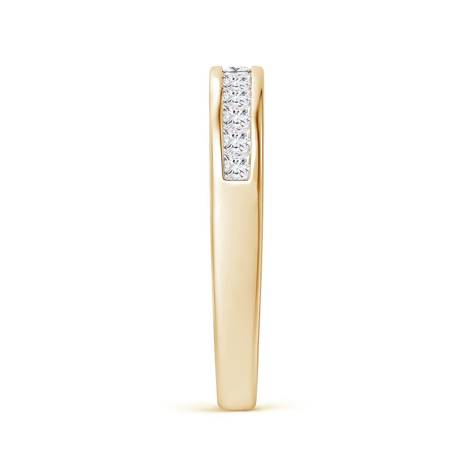 Angara Natural Princess Diamond Half Eternity Wedding Ring in 14K Solid Gold In New Condition For Sale In Los Angeles, CA