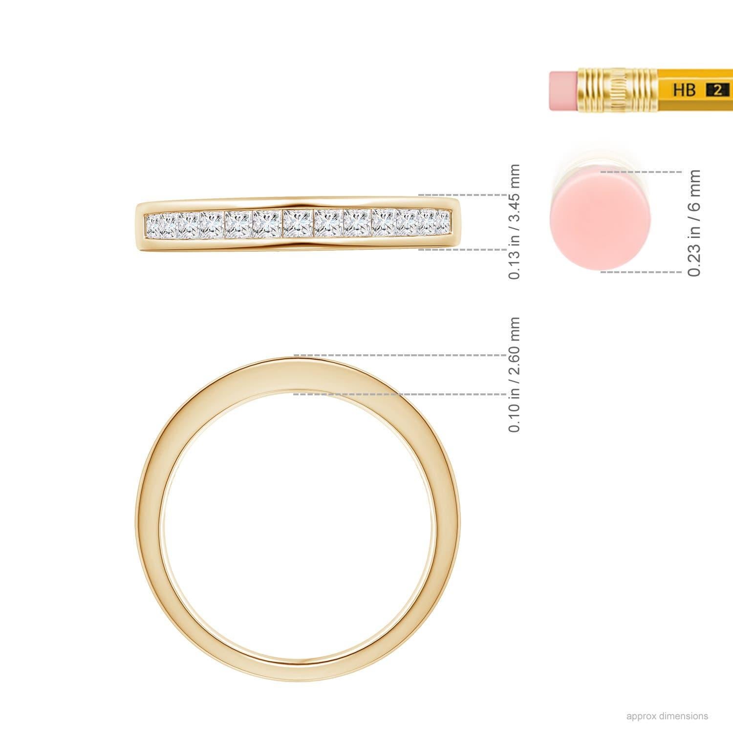Angara Natural Princess Diamond Half Eternity Wedding Ring in 14K Solid Gold For Sale 1