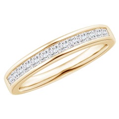 Angara Natural Princess Diamond Half Eternity Wedding Ring in 14K Solid Gold