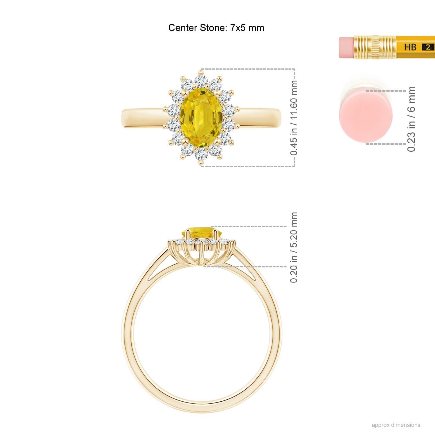 Angara natürlichen Prinzessin Diana inspiriert 1 ct gelber Saphir Ring in 14K Gold Damen im Angebot