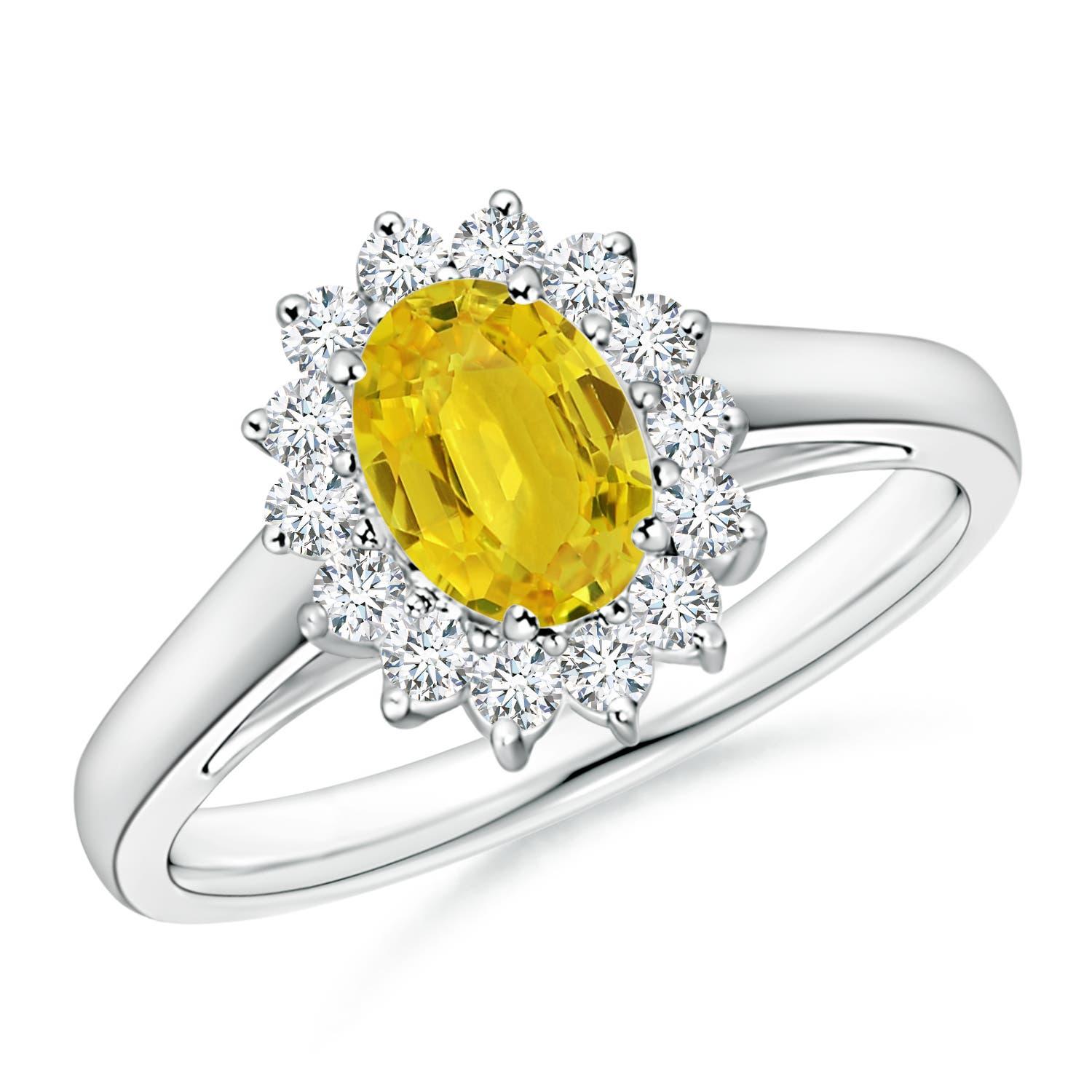 Angara natürlichen Prinzessin Diana inspiriert 1 ct gelber Saphir Ring in 14K Gold im Angebot 1