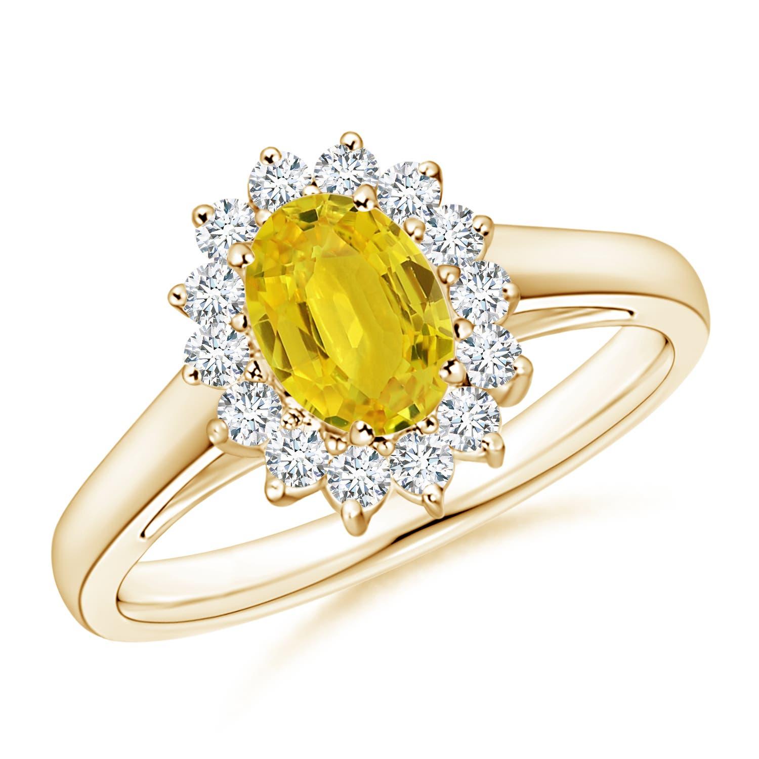 Angara Natural Princess Diana Inspired 1 ct Yellow Sapphire Ring in 14K Gold