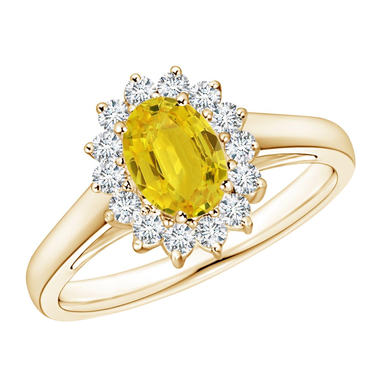 Angara Natural Princess Diana Inspired 1 ct Yellow Sapphire Ring in 14K Gold (bague en or 14 carats inspirée de la princesse Diana)