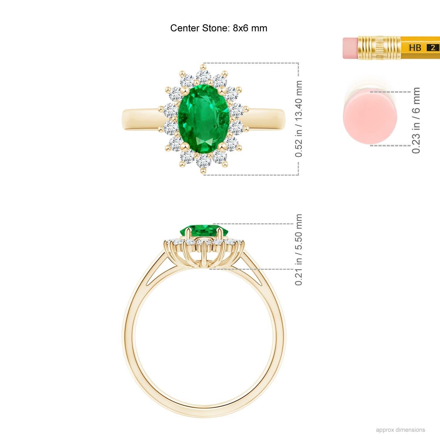 Angara natürlichen Prinzessin Diana inspiriert 1,1ct Smaragd Diamant-Ring 14K Solid Gold Damen im Angebot