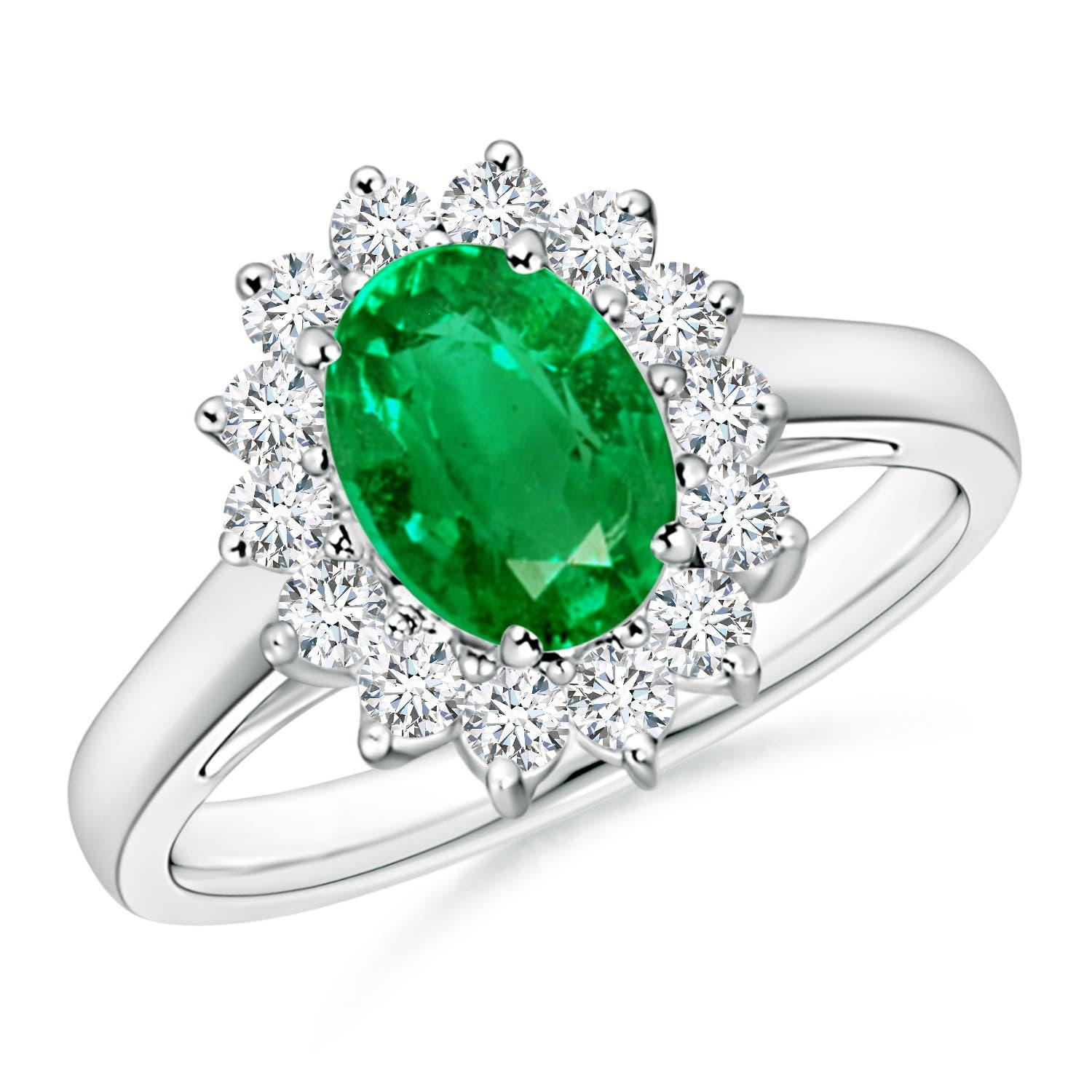Angara natürlichen Prinzessin Diana inspiriert 1,1ct Smaragd Diamant-Ring 14K Solid Gold im Angebot 1