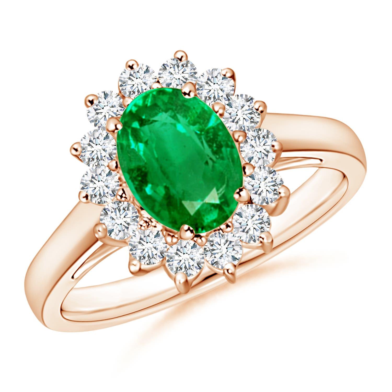 Angara natürlichen Prinzessin Diana inspiriert 1,1ct Smaragd Diamant-Ring 14K Solid Gold im Angebot 2