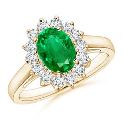 Angara natürlichen Prinzessin Diana inspiriert 1,1ct Smaragd Diamant-Ring 14K Solid Gold