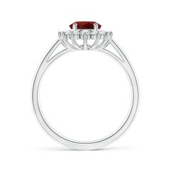 Angara Natural Princess Diana Inspired 1.45ct Garnet Halo Ring in 14K Solid Gold (bague de halo en grenat inspiré de la princesse Diana)